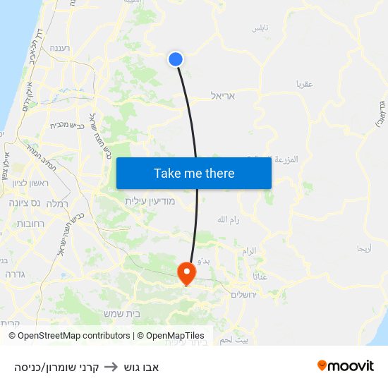 קרני שומרון/כניסה to אבו גוש map