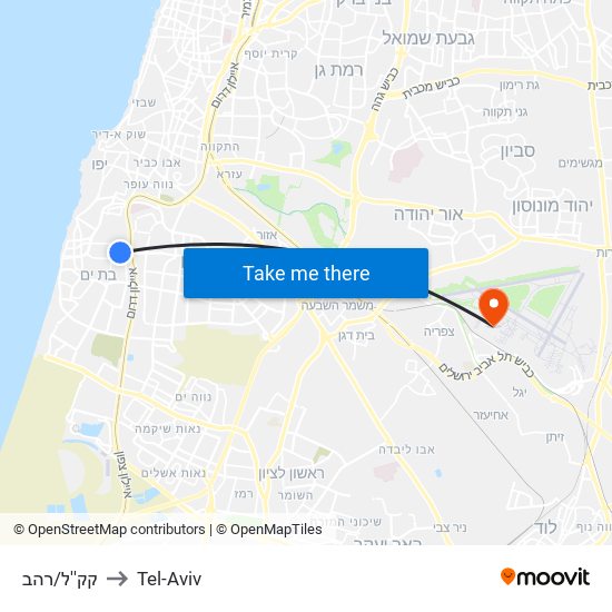 קק''ל/רהב to Tel-Aviv map