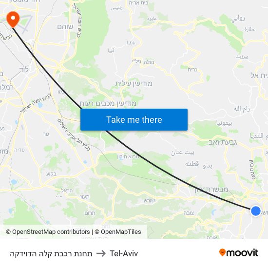 תחנת רכבת קלה הדוידקה to Tel-Aviv map