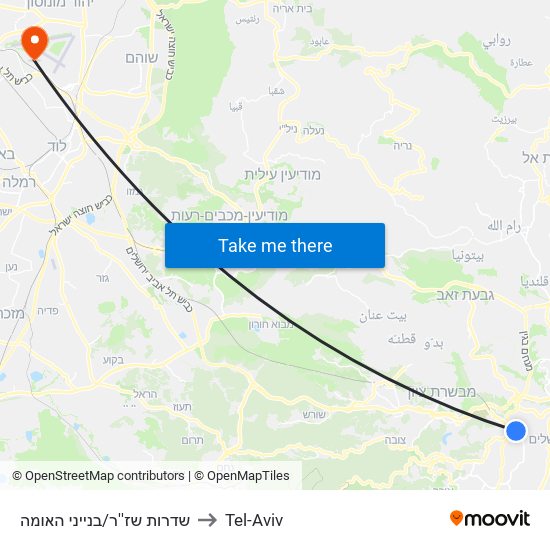 שדרות שז''ר/בנייני האומה to Tel-Aviv map