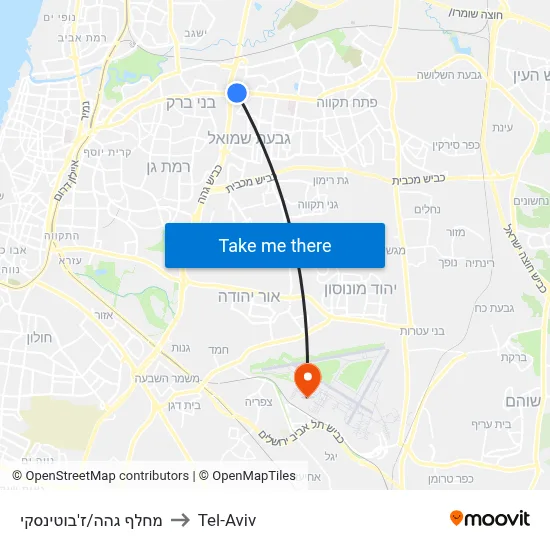 מחלף גהה/ז'בוטינסקי to Tel-Aviv map