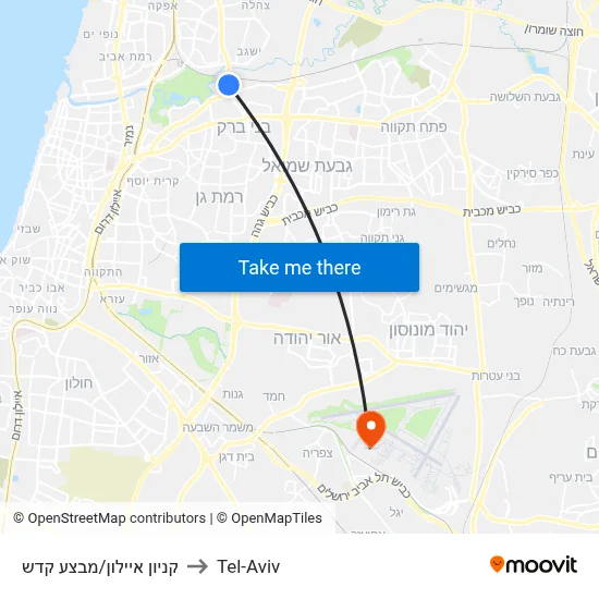 קניון איילון/מבצע קדש to Tel-Aviv map