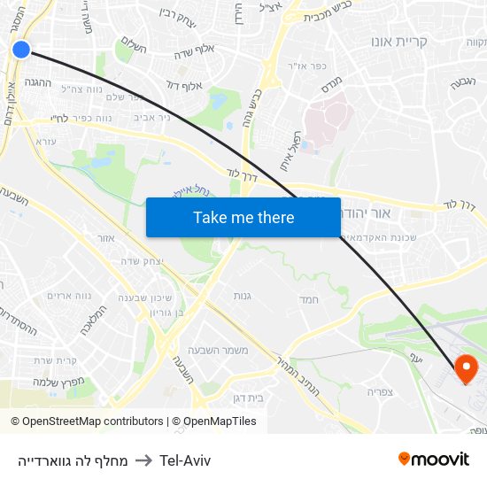 מחלף לה גווארדייה to Tel-Aviv map