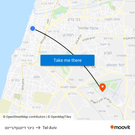 כיכר דיזנגוף/ריינס to Tel-Aviv map