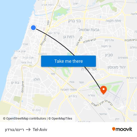 ריינס/גורדון to Tel-Aviv map