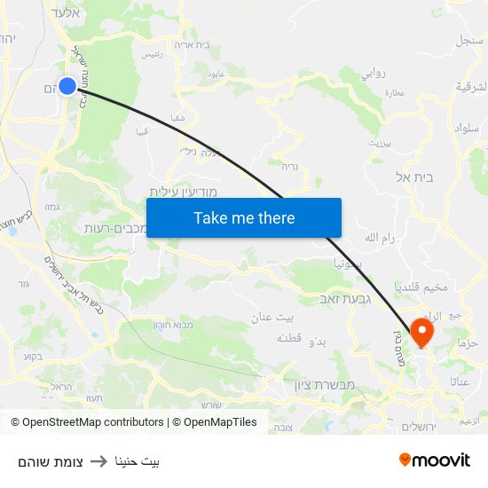 צומת שוהם to بيت حنينا map