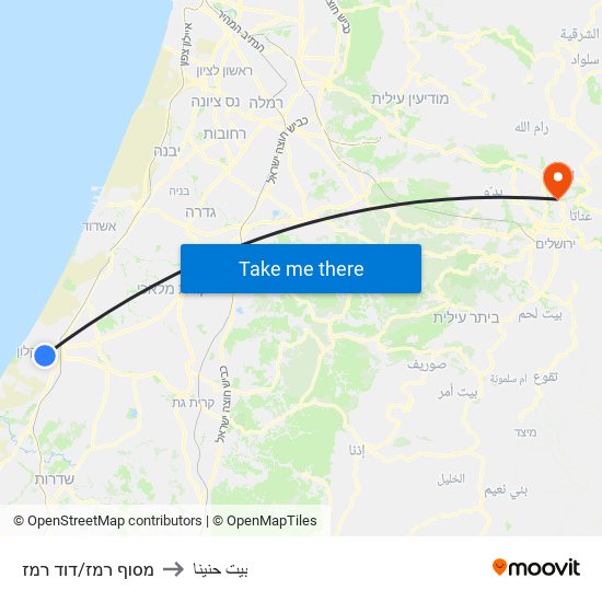 מסוף רמז/דוד רמז to بيت حنينا map