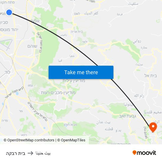 בית רבקה to بيت حنينا map