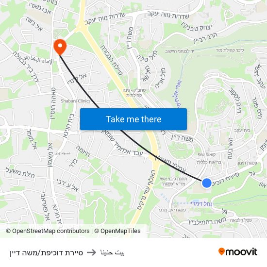 סיירת דוכיפת/משה דיין to بيت حنينا map