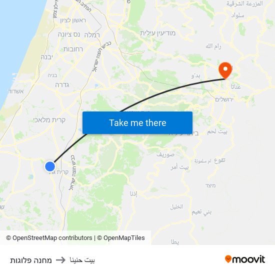 מחנה פלוגות to بيت حنينا map