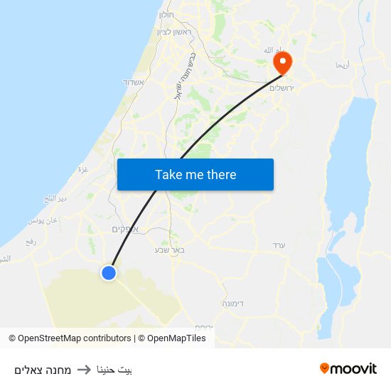 מחנה צאלים to بيت حنينا map