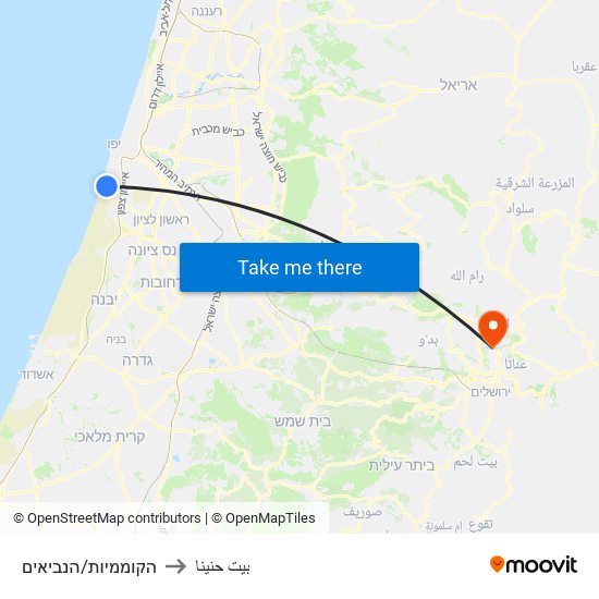 הקוממיות/הנביאים to بيت حنينا map