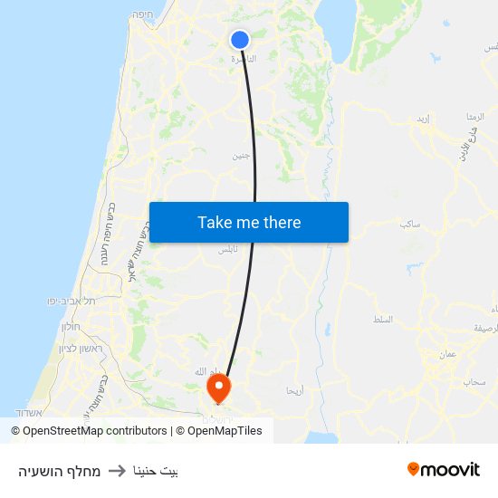 מחלף הושעיה to بيت حنينا map