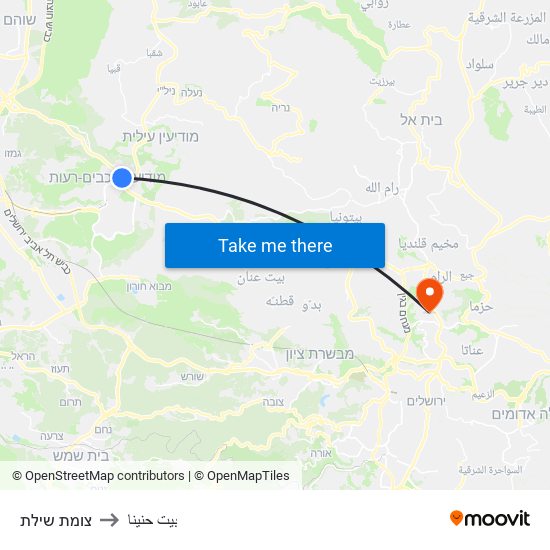 צומת שילת to بيت حنينا map