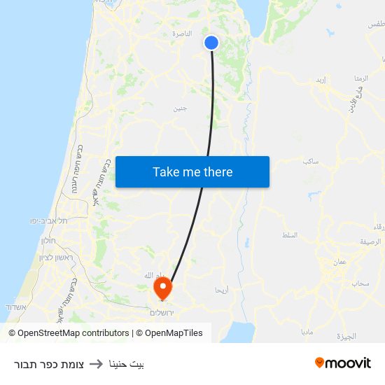 צומת כפר תבור to بيت حنينا map