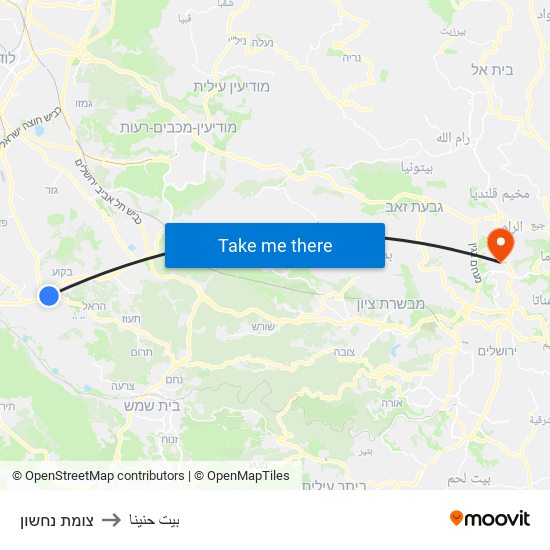 צומת נחשון to بيت حنينا map