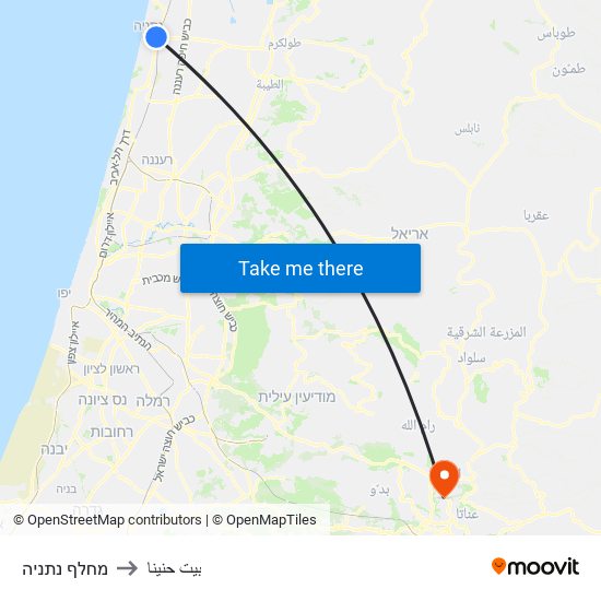 מחלף נתניה to بيت حنينا map