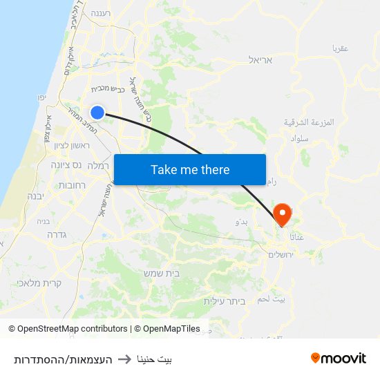העצמאות/ההסתדרות to بيت حنينا map