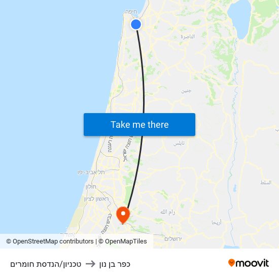 טכניון/הנדסת חומרים to כפר בן נון map