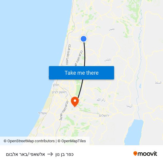 אלשאפי/באר אלבום to כפר בן נון map