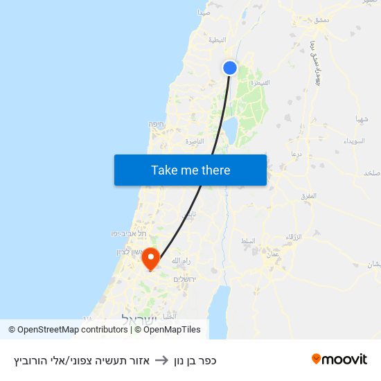 אזור תעשיה צפוני/אלי הורוביץ to כפר בן נון map