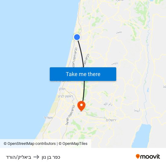 ביאליק/הורד to כפר בן נון map