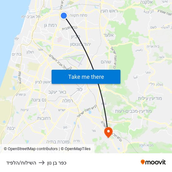 השילוח/הלפיד to כפר בן נון map