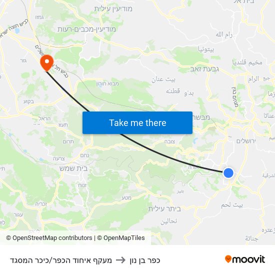 מעקף איחוד הכפר/כיכר המסגד to כפר בן נון map