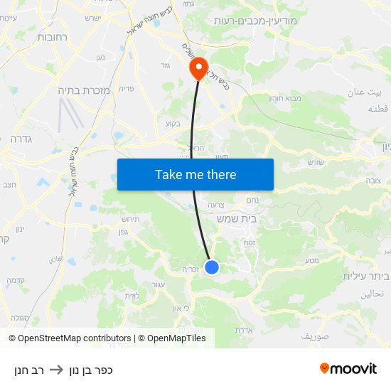 רב חנן to כפר בן נון map