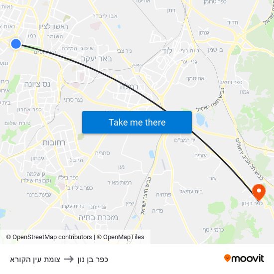 צומת עין הקורא to כפר בן נון map