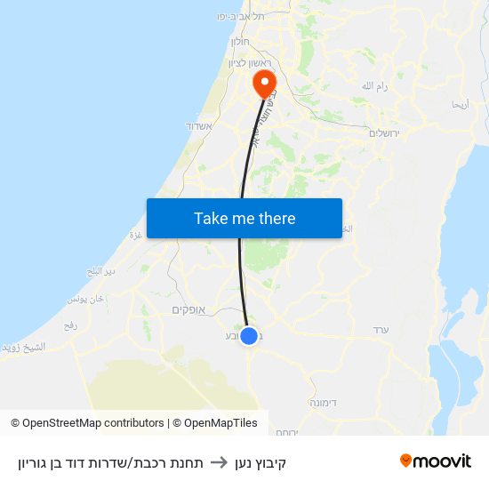 תחנת רכבת/שדרות דוד בן גוריון to קיבוץ נען map