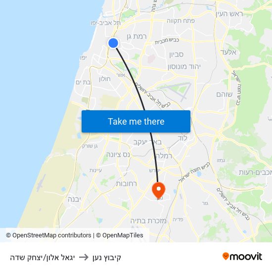 יגאל אלון/יצחק שדה to קיבוץ נען map