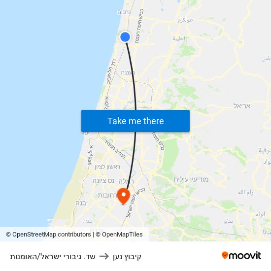 שד. גיבורי ישראל/האומנות to קיבוץ נען map