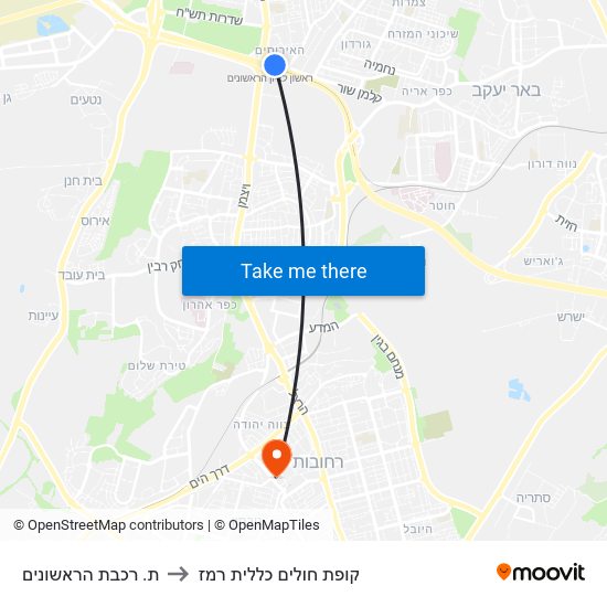 ת. רכבת הראשונים to קופת חולים כללית רמז map