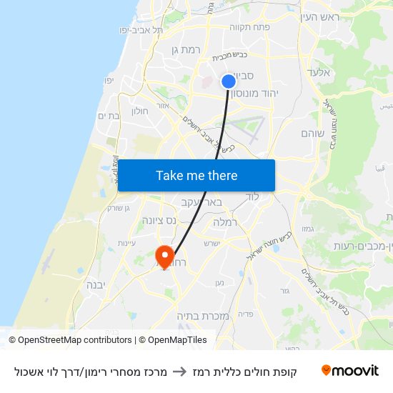 מרכז מסחרי רימון/דרך לוי אשכול to קופת חולים כללית רמז map