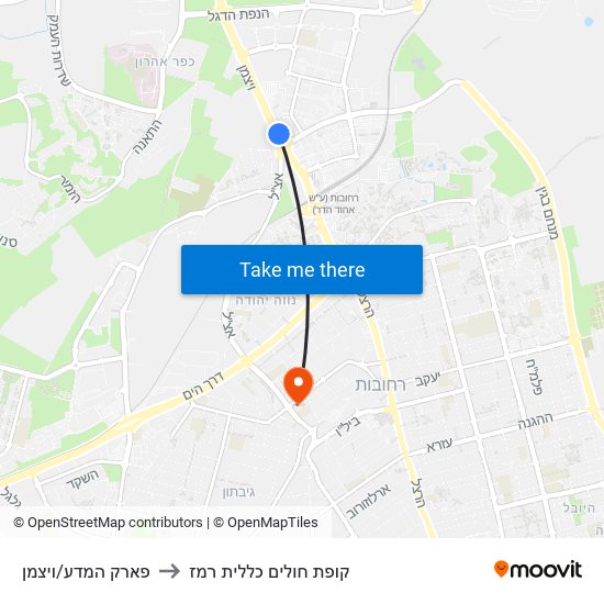 פארק המדע/ויצמן to קופת חולים כללית רמז map