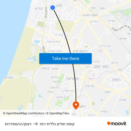 ויצמן/ההסתדרות to קופת חולים כללית רמז map