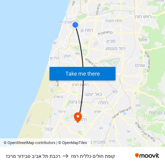 רכבת תל אביב סבידור מרכז to קופת חולים כללית רמז map