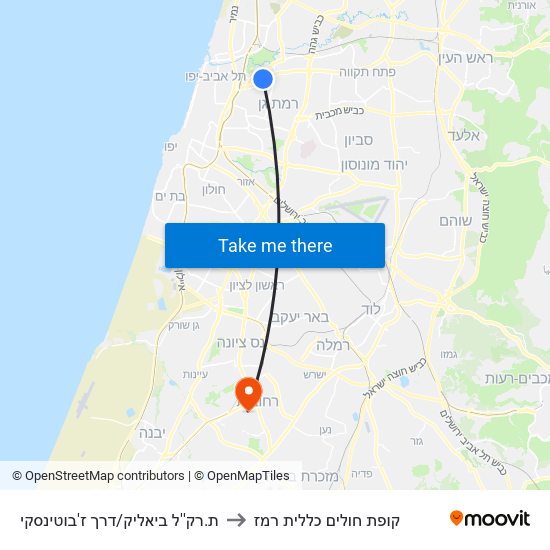 ת.רק''ל ביאליק/דרך ז'בוטינסקי to קופת חולים כללית רמז map