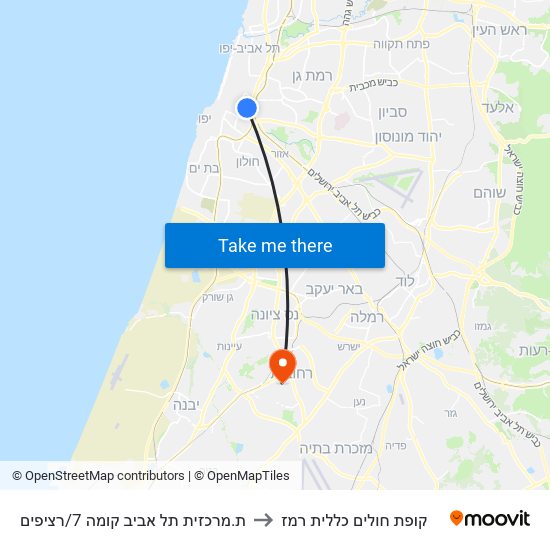 ת.מרכזית תל אביב קומה 7/רציפים to קופת חולים כללית רמז map