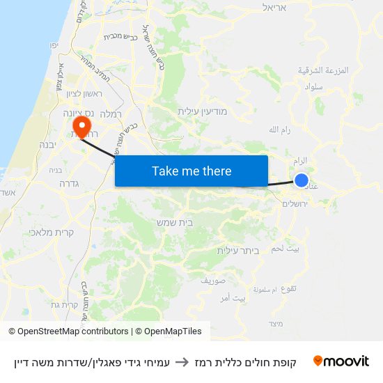 עמיחי גידי פאגלין/שדרות משה דיין to קופת חולים כללית רמז map