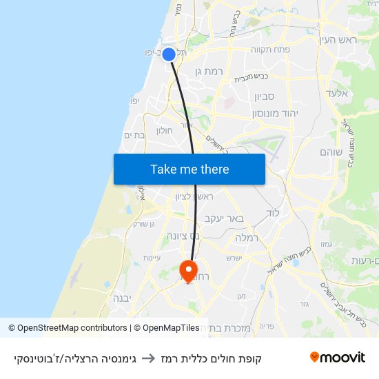 גימנסיה הרצליה/ז'בוטינסקי to קופת חולים כללית רמז map