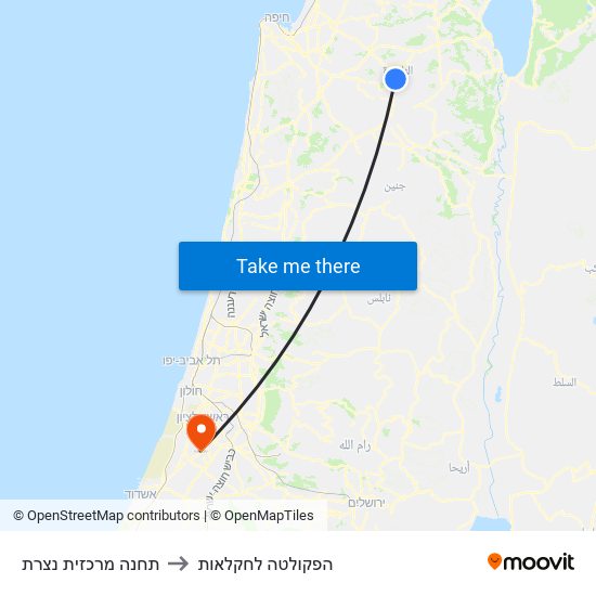 תחנה מרכזית נצרת to הפקולטה לחקלאות map