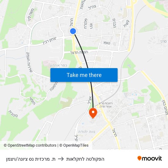 ת. מרכזית נס ציונה/ויצמן to הפקולטה לחקלאות map