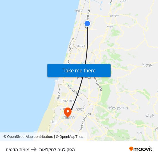 צומת הדסים to הפקולטה לחקלאות map