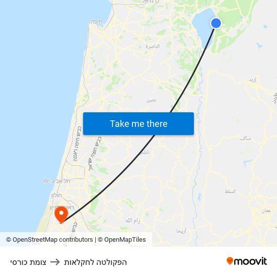 צומת כורסי to הפקולטה לחקלאות map