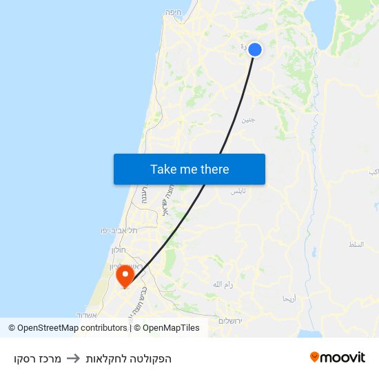 מרכז רסקו to הפקולטה לחקלאות map