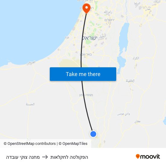 מחנה צוקי עובדה to הפקולטה לחקלאות map