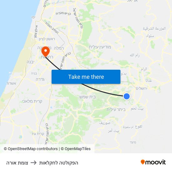 צומת אורה to הפקולטה לחקלאות map