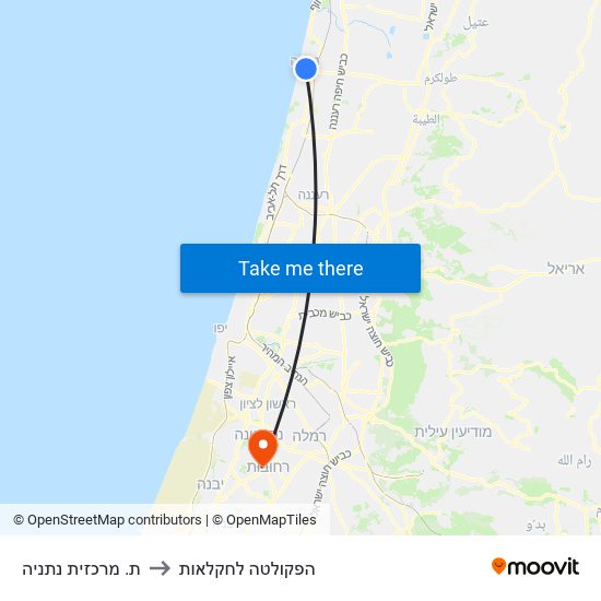 ת. מרכזית נתניה to הפקולטה לחקלאות map